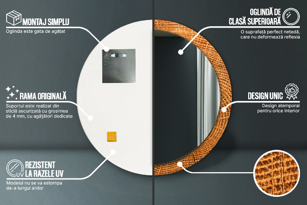 dubové drevo Okrúhle dekoračné zrkadlo