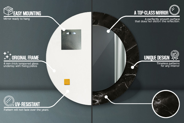 Mramorový kameň Okrúhle dekoračné zrkadlo