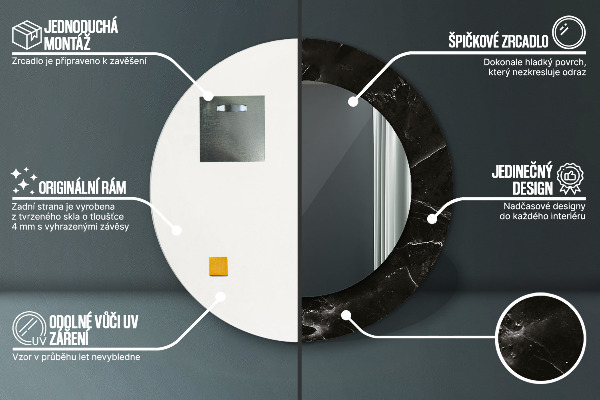 Mramorový kameň Okrúhle dekoračné zrkadlo