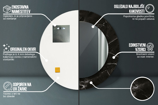 Mramorový kameň Okrúhle dekoračné zrkadlo