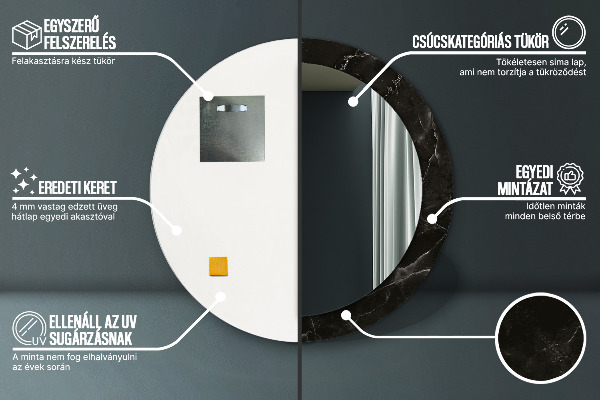 Mramorový kameň Okrúhle dekoračné zrkadlo