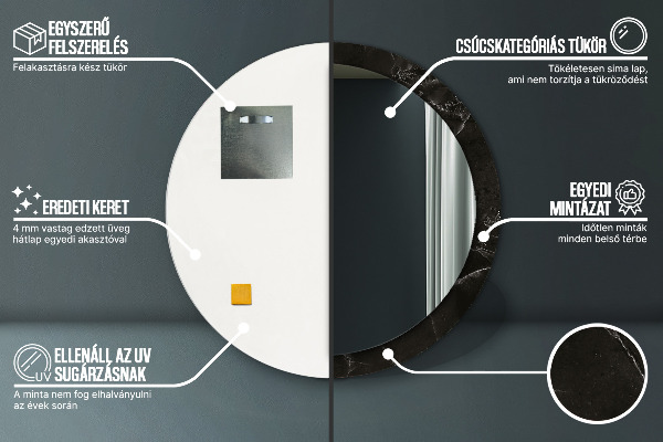 Mramorový kameň Okrúhle dekoračné zrkadlo