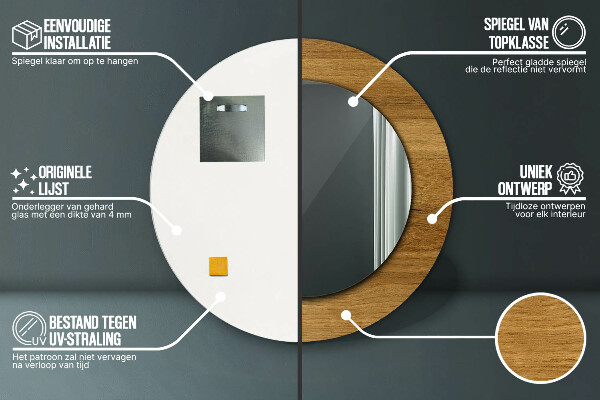 Rustikálny dub Okrúhle dekoračné zrkadlo