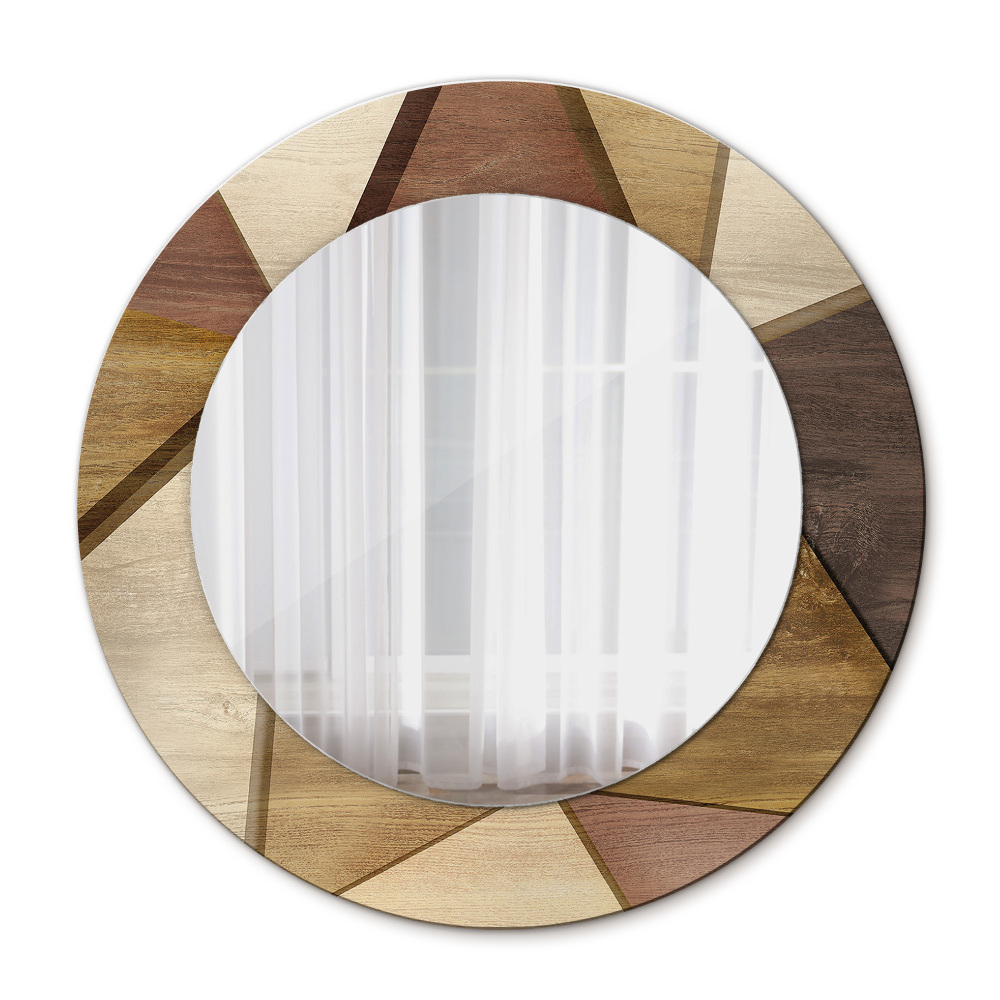 Geometrické 3D drevo Okrúhle dekoračné zrkadlo