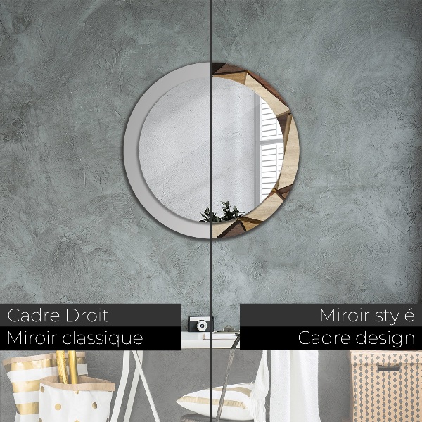 Geometrické 3D drevo Okrúhle dekoračné zrkadlo