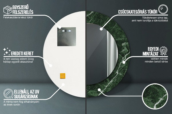 Zelený mramor Okrúhle dekoračné zrkadlo