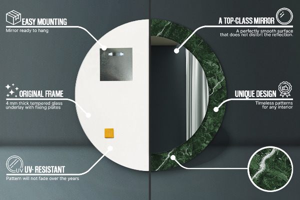 Zelený mramor Okrúhle dekoračné zrkadlo