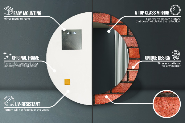 červená tehla Okrúhle dekoračné zrkadlo