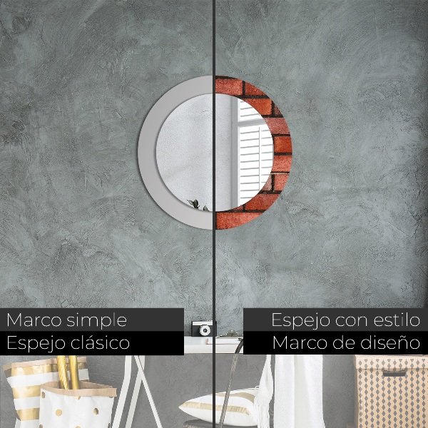 červená tehla Okrúhle dekoračné zrkadlo