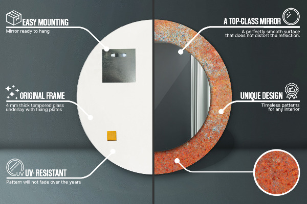 Hrdzavý kov Okrúhle dekoračné zrkadlo