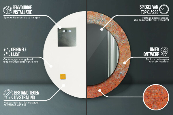 Hrdzavý kov Okrúhle dekoračné zrkadlo
