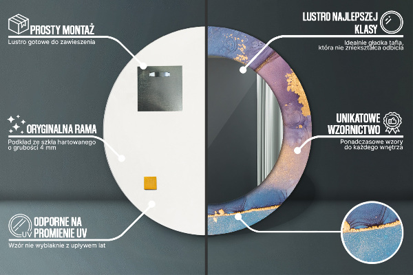 Mramorový kameň Okrúhle zrkadlo s motívom