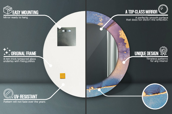 Mramorový kameň Okrúhle zrkadlo s motívom