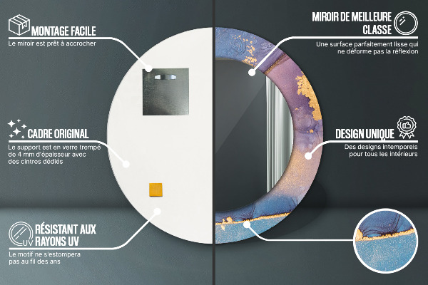 Mramorový kameň Okrúhle zrkadlo s motívom