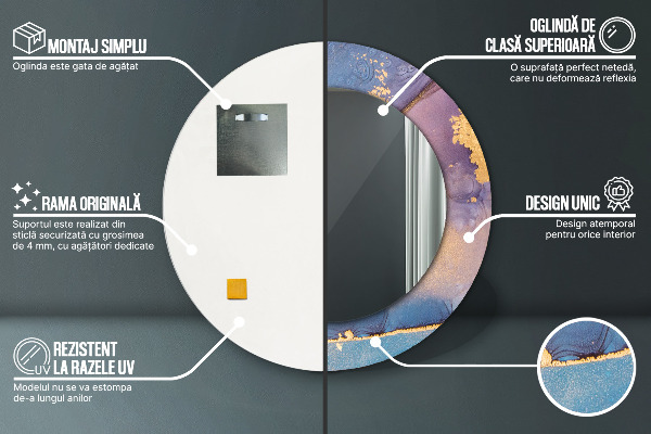 Mramorový kameň Okrúhle zrkadlo s motívom