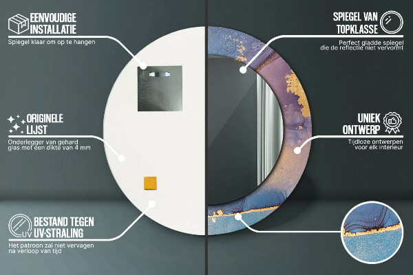 Mramorový kameň Okrúhle zrkadlo s motívom