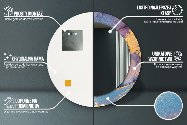 Mramorový kameň Okrúhle zrkadlo s motívom