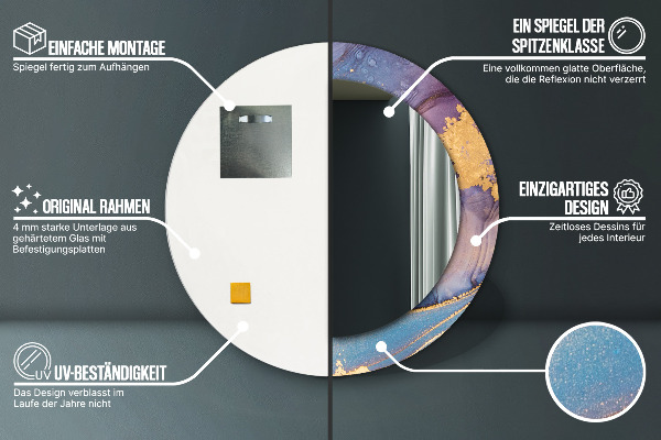 Mramorový kameň Okrúhle zrkadlo s motívom