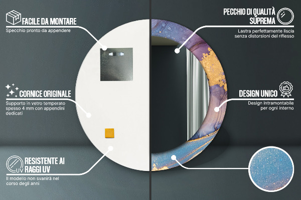 Mramorový kameň Okrúhle zrkadlo s motívom