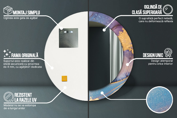 Mramorový kameň Okrúhle zrkadlo s motívom