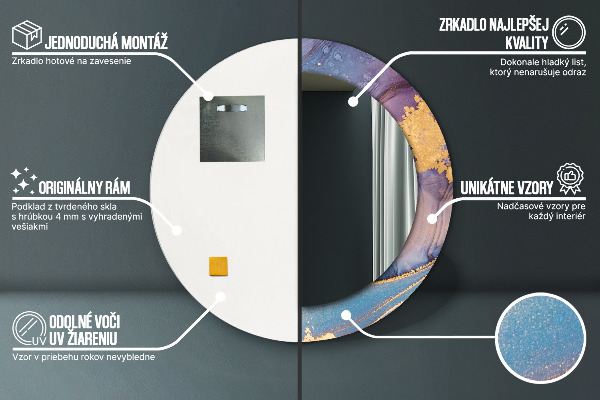 Mramorový kameň Okrúhle zrkadlo s motívom