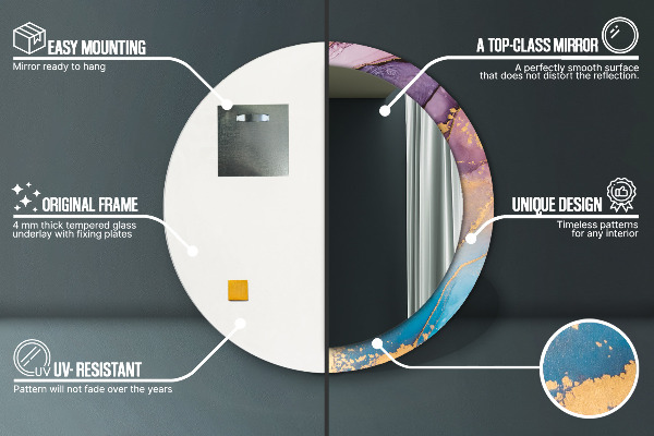 Mramorový kameň Okrúhle zrkadlo s motívom