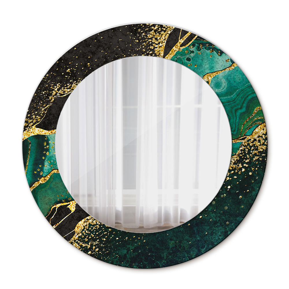 Mramorový zelený Okrúhle dekoračné zrkadlo na stenu