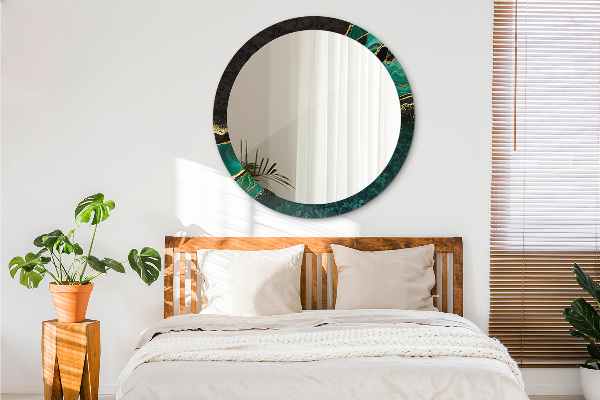 Mramorový zelený Okrúhle dekoračné zrkadlo na stenu