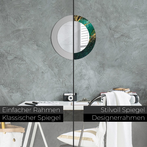 Mramorový zelený Okrúhle dekoračné zrkadlo na stenu