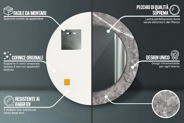 Rustikálny mramor Okrúhle dekoračné zrkadlo