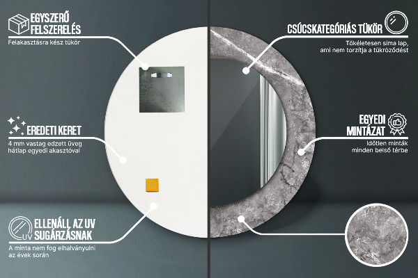 Rustikálny mramor Okrúhle dekoračné zrkadlo