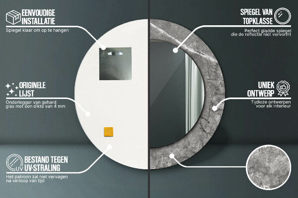 Rustikálny mramor Okrúhle dekoračné zrkadlo