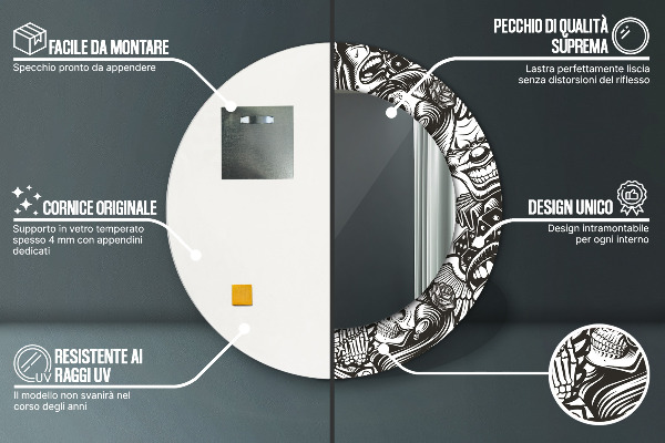 Abstraktná tekutina Okrúhle zrkadlo s potlačeným rámom