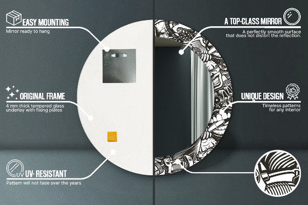 Abstraktná tekutina Okrúhle zrkadlo s potlačeným rámom