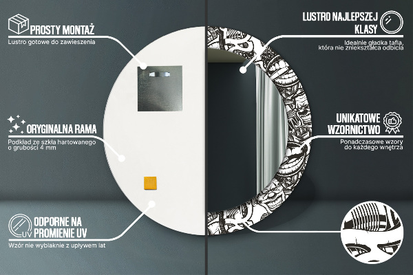 Abstraktná tekutina Okrúhle zrkadlo s potlačeným rámom