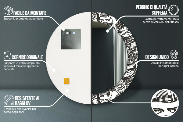 Abstraktná tekutina Okrúhle zrkadlo s potlačeným rámom