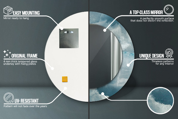 Modrý onyx mramor Okrúhle dekoračné zrkadlo