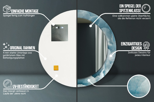 Modrý onyx mramor Okrúhle dekoračné zrkadlo