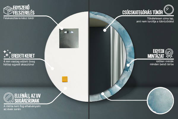 Modrý onyx mramor Okrúhle dekoračné zrkadlo