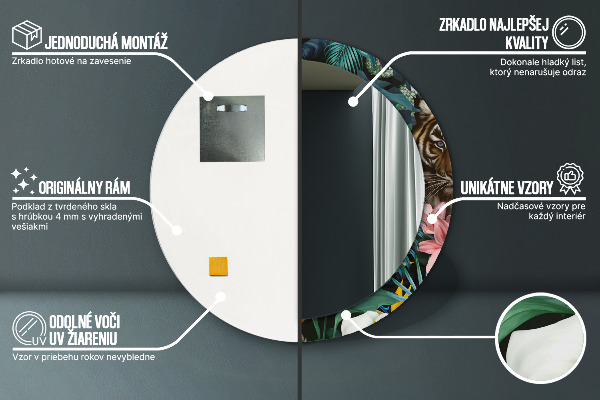 Les v džungli Okrúhle dekoračné zrkadlo