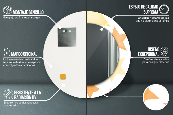 Pastelové hviezdy Okrúhle dekoračné zrkadlo na stenu