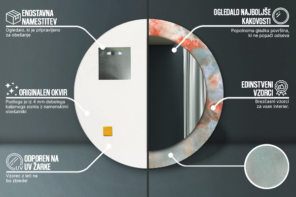 Onyx mranice Okrúhle dekoračné zrkadlo na stenu