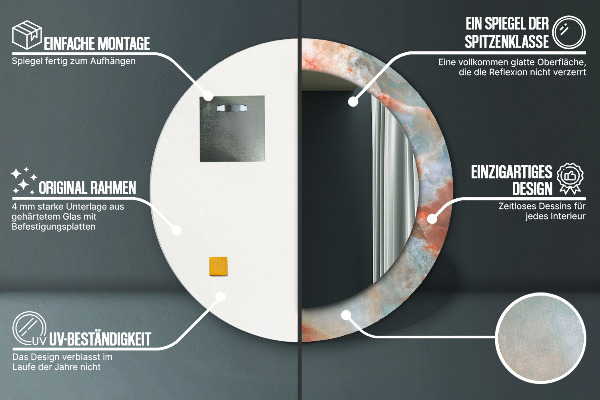 Onyx mranice Okrúhle dekoračné zrkadlo na stenu