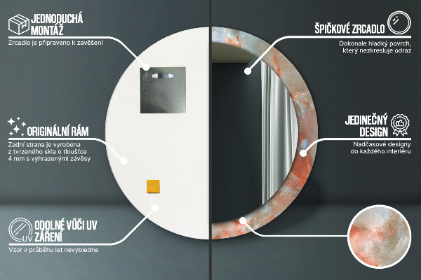 Onyx mranice Okrúhle dekoračné zrkadlo na stenu