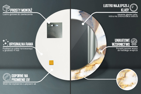 Biely mramor Okrúhle dekoračné zrkadlo na stenu