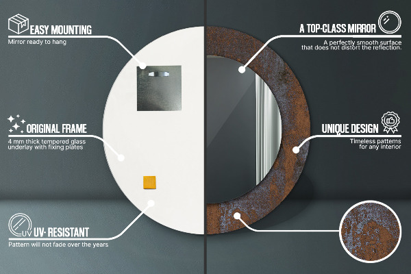 Kovový rustikálny Okrúhle dekoračné zrkadlo na stenu