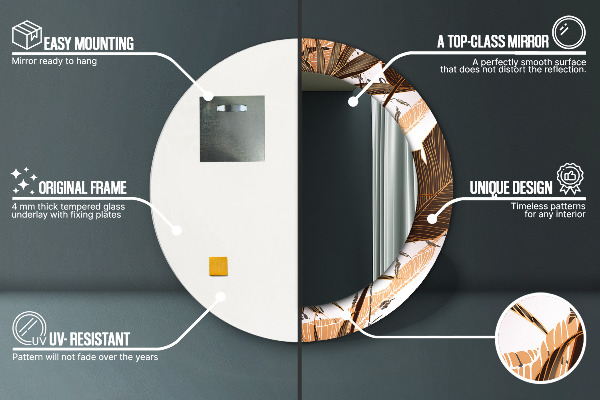 Dlaň Okrúhle dekoračné zrkadlo na stenu