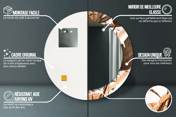 Dlaň Okrúhle dekoračné zrkadlo na stenu