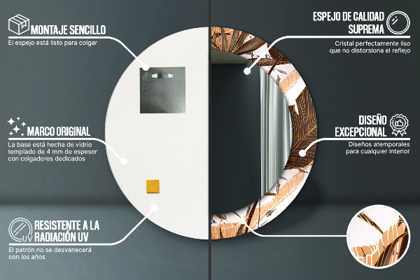 Dlaň Okrúhle dekoračné zrkadlo na stenu