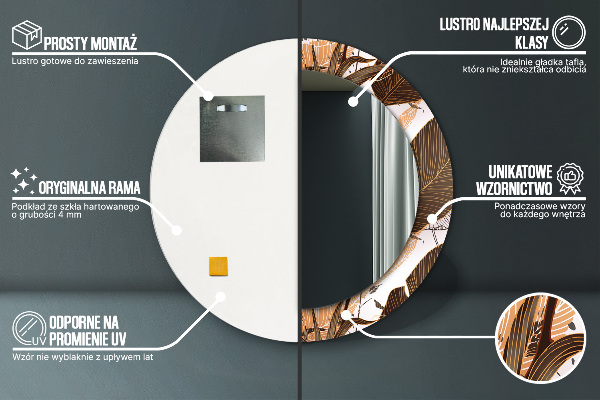 Dlaň Okrúhle dekoračné zrkadlo na stenu